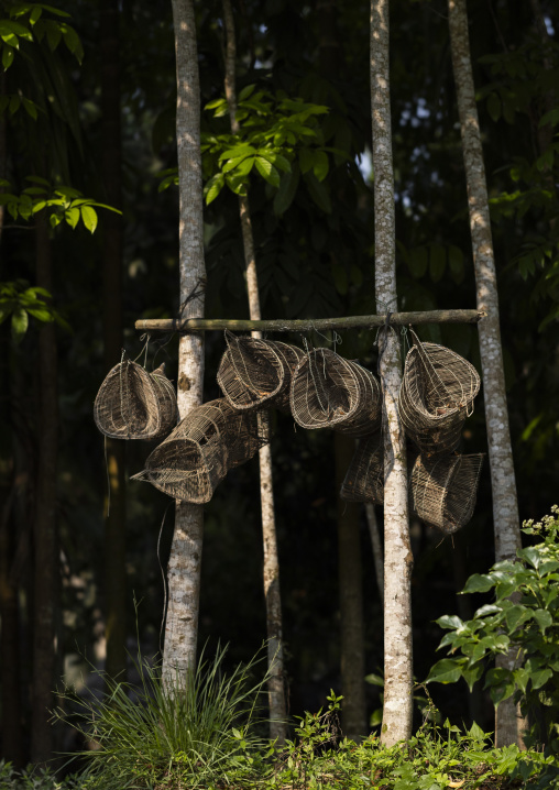 Traditional handmade woven bamboo fish traps, Barisal Division, Banaripara, Bangladesh