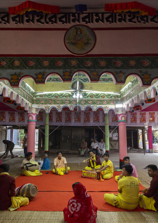 Hindu people singing in a temple, Barisal Division, Harta, Bangladesh