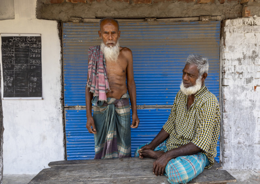 Portrait of two senior bangladeshi men, Khulna Division, Shyamnagar, Bangladesh