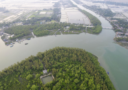 Aerial view of the mangrove in the Sundarbans, Khulna Division, Shyamnagar, Bangladesh