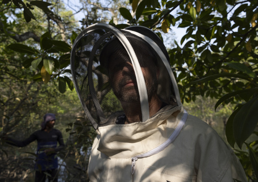 Beekeeper going to collect honey in the mangrove, Khulna Division, Shyamnagar, Bangladesh