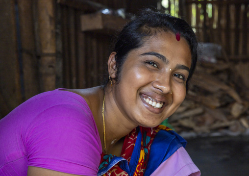 Portrait of a smiling woman in Sundarbans, Khulna Division, Narail Sadar, Bangladesh