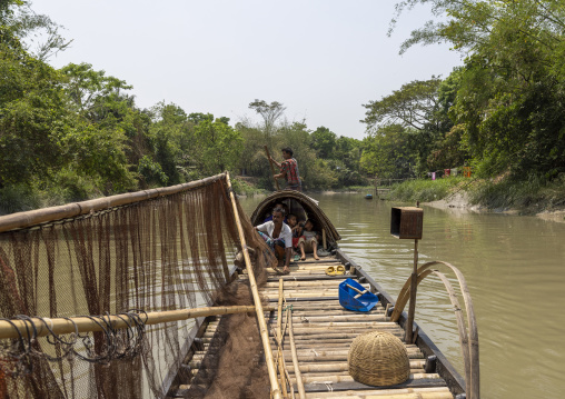 Bangladeshi fishermen use otters to fish in the Sundarbans, Khulna Division, Narail Sadar, Bangladesh