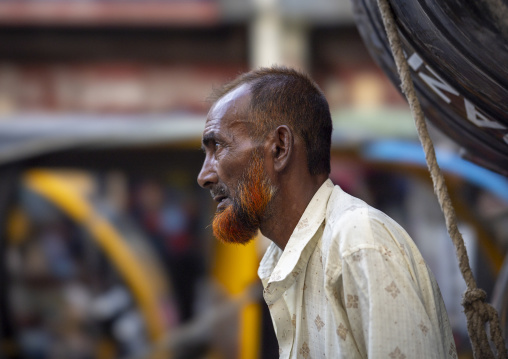 Portrait of a bangladeshi man with red beard, Khulna Division, Jessore, Bangladesh