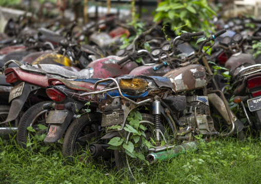 Abandonned crashed motorcycles, Khulna Division, Jessore, Bangladesh