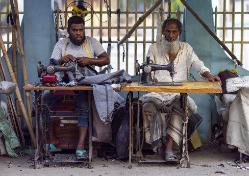 Bangladeshi men working on sewing machines, Khulna Division, Jessore, Bangladesh