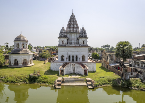 Aerial view of the Roth temple and Shiva Temple, Rajshahi Division, Puthia, Bangladesh