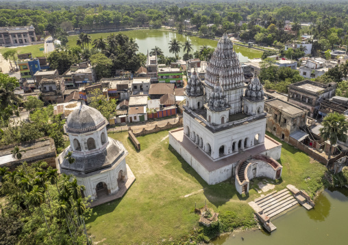 Aerial view of the Roth temple and Shiva Temple, Rajshahi Division, Puthia, Bangladesh