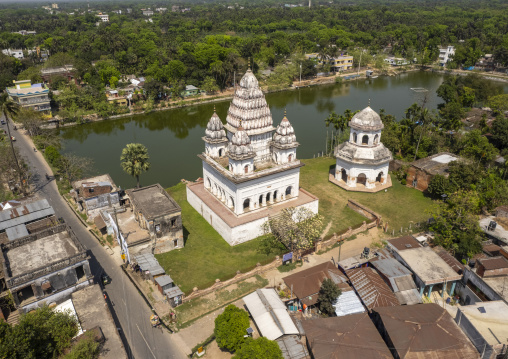 Aerial view of the Roth temple and Shiva Temple, Rajshahi Division, Puthia, Bangladesh