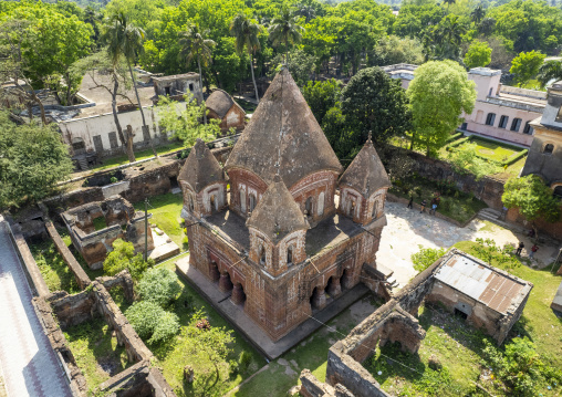 Aerial view of Pancha Ratna Govinda temple, Rajshahi Division, Puthia, Bangladesh