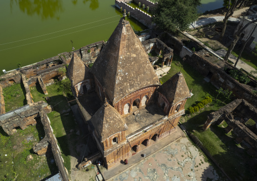 Aerial view of Pancha Ratna Govinda temple, Rajshahi Division, Puthia, Bangladesh