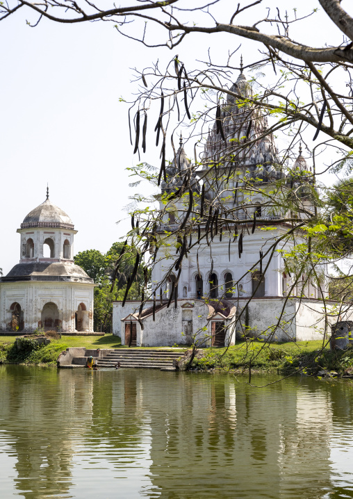 The Roth temple and Shiva Temple over the Shiv Sagar lake, Rajshahi Division, Puthia, Bangladesh