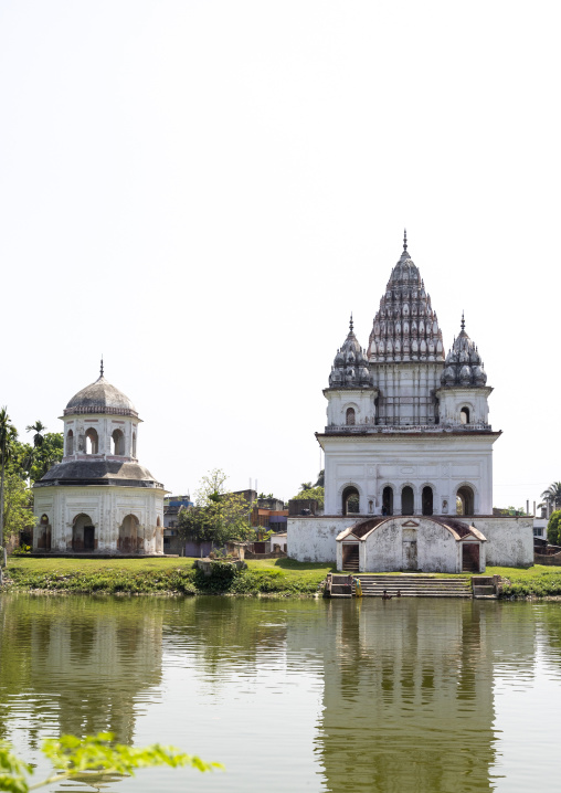 The Roth temple and Shiva Temple over the Shiv Sagar lake, Rajshahi Division, Puthia, Bangladesh