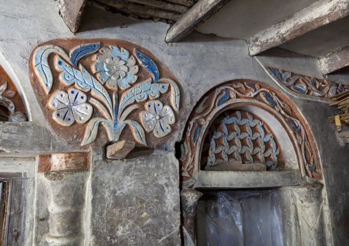 Plasterwork decorations in an old house, Rajshahi Division, Manda, Bangladesh