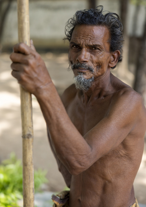 Portrait of a bangladeshi shirtless man, Rajshahi Division, Naogaon Sadar, Bangladesh