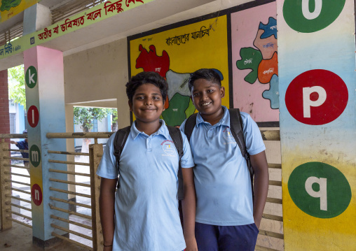 Portrait of bangladeshi boys in a school, Dhaka Division, Delduar, Bangladesh