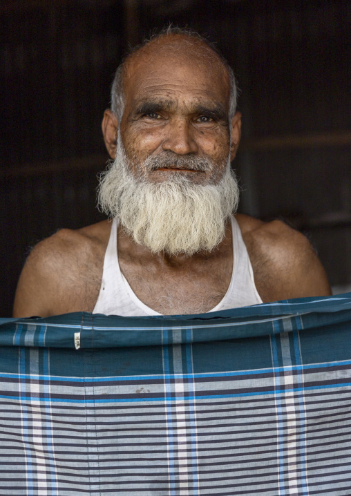 Portrait of a bangladeshi man with a white beard, Dhaka Division, Rupganj, Bangladesh