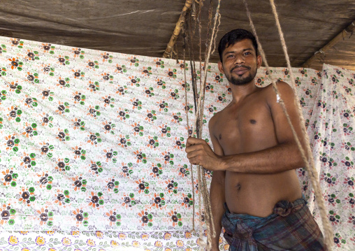 Bangladeshi worker in a block printing factory, Dhaka Division, Rupganj, Bangladesh