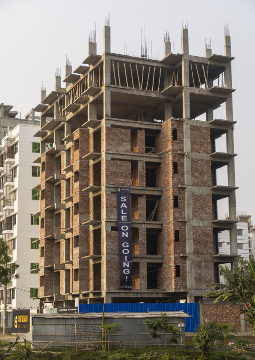 Building in construction in the city center, Dhaka Division, Dhaka, Bangladesh