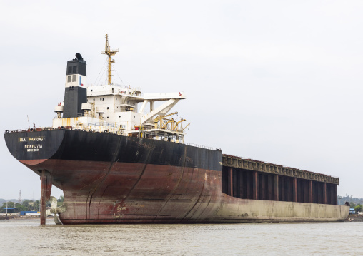 Ship being broken up in the ship breaking yard, Chittagong Division, Sitakunda, Bangladesh