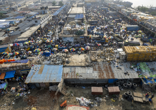 Aerial view of the fish market, Chittagong Division, Chittagong, Bangladesh