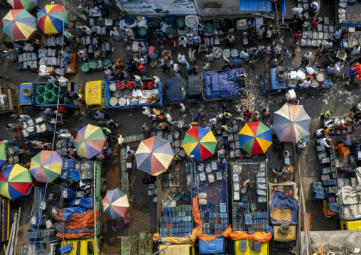 Aerial view of the fish market, Chittagong Division, Chittagong, Bangladesh