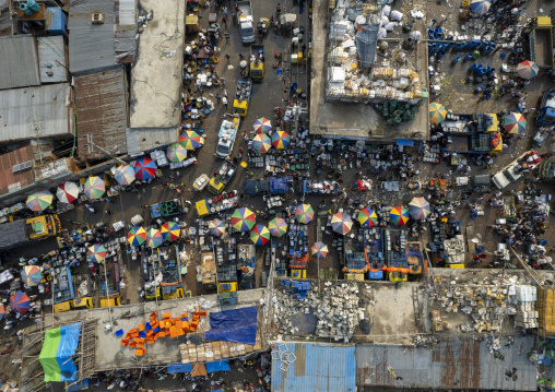 Aerial view of the fish market, Chittagong Division, Chittagong, Bangladesh