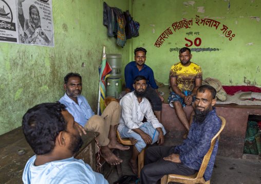 Bangladeshi men in an office at fish market, Chittagong Division, Chittagong, Bangladesh