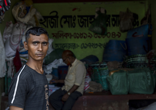 Portrait of a bangladeshi man in a fish market, Chittagong Division, Chittagong, Bangladesh