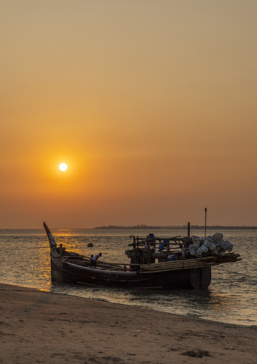 Fishing boats in the sunset, Chittagong Division, Cox's Bazar Sadar, Bangladesh