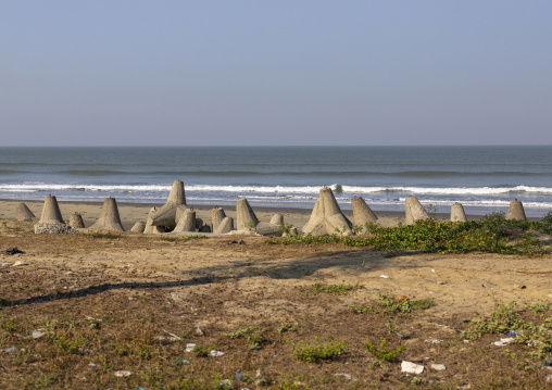 Tetrapods to protect from erosion on the beach, Chittagong Division, Ramu, Bangladesh