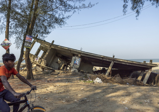 House collapsed after erosion on the beach, Chittagong Division, Ramu, Bangladesh