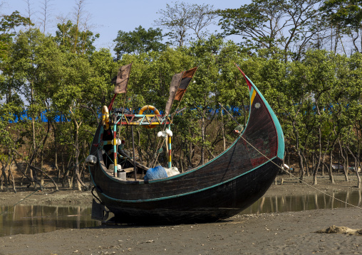 Traditional Bangladeshi moon fishing boats, Chittagong Division, Ukhia, Bangladesh