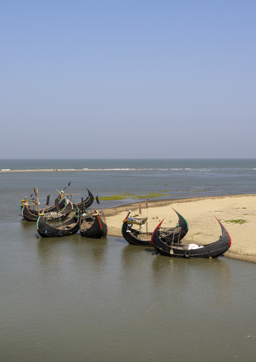 Traditional Bangladeshi moon fishing boats, Chittagong Division, Ukhia, Bangladesh