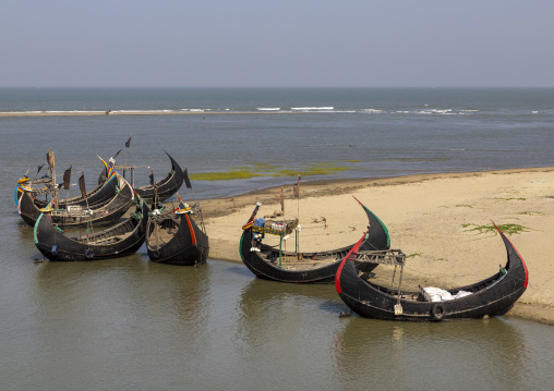 Traditional Bangladeshi moon fishing boats, Chittagong Division, Ukhia, Bangladesh