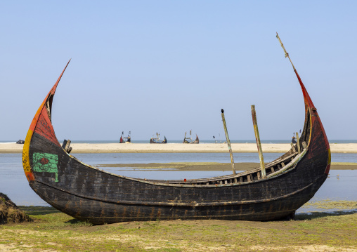 Traditional Bangladeshi moon fishing boat, Chittagong Division, Ukhia, Bangladesh