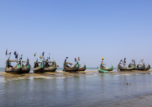 Traditional Bangladeshi moon fishing boats, Chittagong Division, Cox's Bazar Sadar, Bangladesh