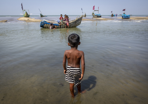 Traditional Bangladeshi moon fishing boats, Chittagong Division, Cox's Bazar Sadar, Bangladesh