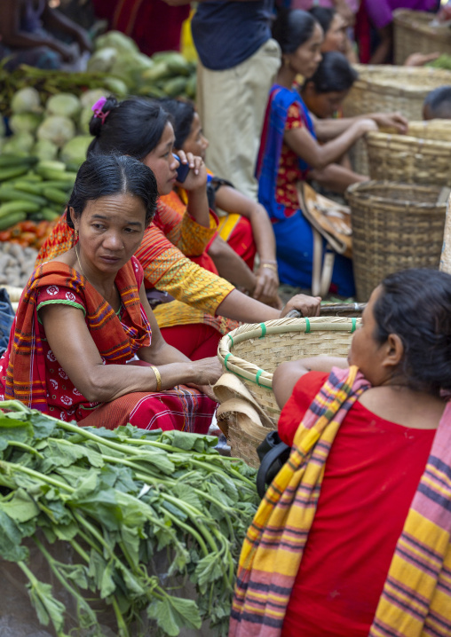 Chakma tribe women selling vegetables at market, Chittagong Division, Rangamati Sadar, Bangladesh