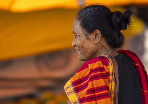 Chakma tribe woman in traditonal clothing, Chittagong Division, Rangamati Sadar, Bangladesh