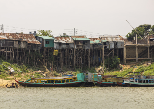 Stilt houses raised on piles on Kaptai Lake, Chittagong Division, Rangamati Sadar, Bangladesh