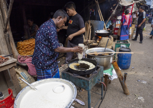 Jalebi sweets in cooking oil at Chakma tribe market, Chittagong Division, Rangamati Sadar, Bangladesh