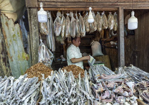 Dried fishes for sale at Chakma tribe market, Chittagong Division, Rangamati Sadar, Bangladesh