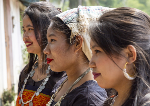 Chakma women in traditional clothing celebrating Biju festival, Chittagong Division, Kawkhali, Bangladesh