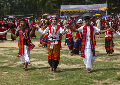 Chakma people in tradtional clothing celebrating Biju festival, Chittagong Division, Kawkhali, Bangladesh