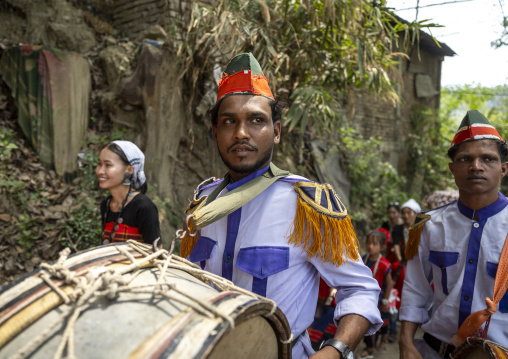 Marching band in Chakma people Biju festival, Chittagong Division, Kawkhali, Bangladesh