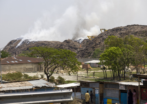 Smoke in giant rubbish dump, Chittagong Division, Chittagong, Bangladesh