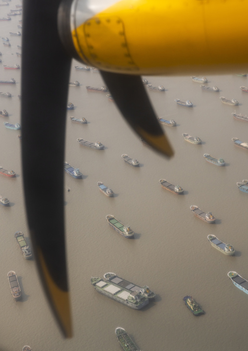 Many industrial ships sailing on the sea, Chittagong Division, Chittagong, Bangladesh