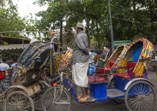 Rickshaws stucked in the traffic road, Dhaka Division, Keraniganj, Bangladesh