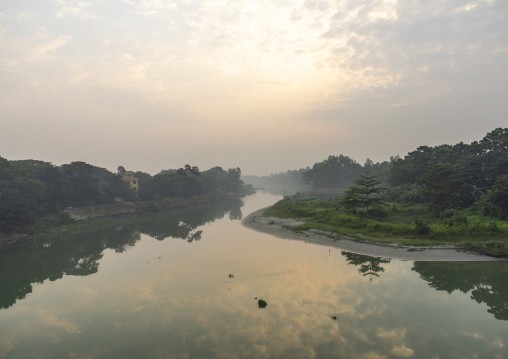 Sunrise over a river, Dhaka Division, Tongibari, Bangladesh